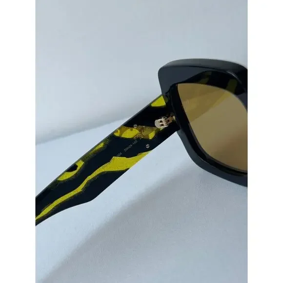 NEW Gucci GG1547S Black Yellow Zebra Square Sunglasses